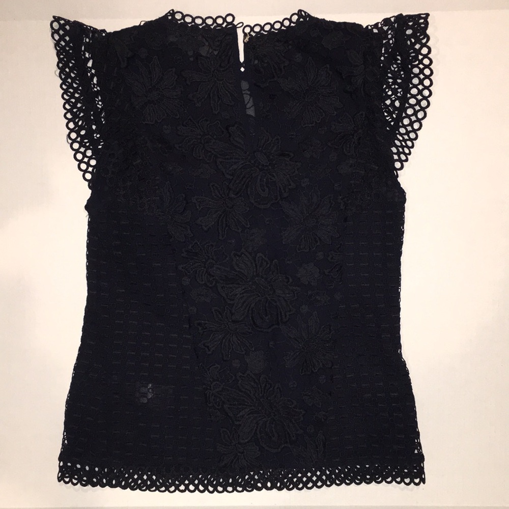 Ted Baker London Dark navy Lace Flutter Sleeve Blouse Size 1 (US XS/S) - Picture 7 of 10